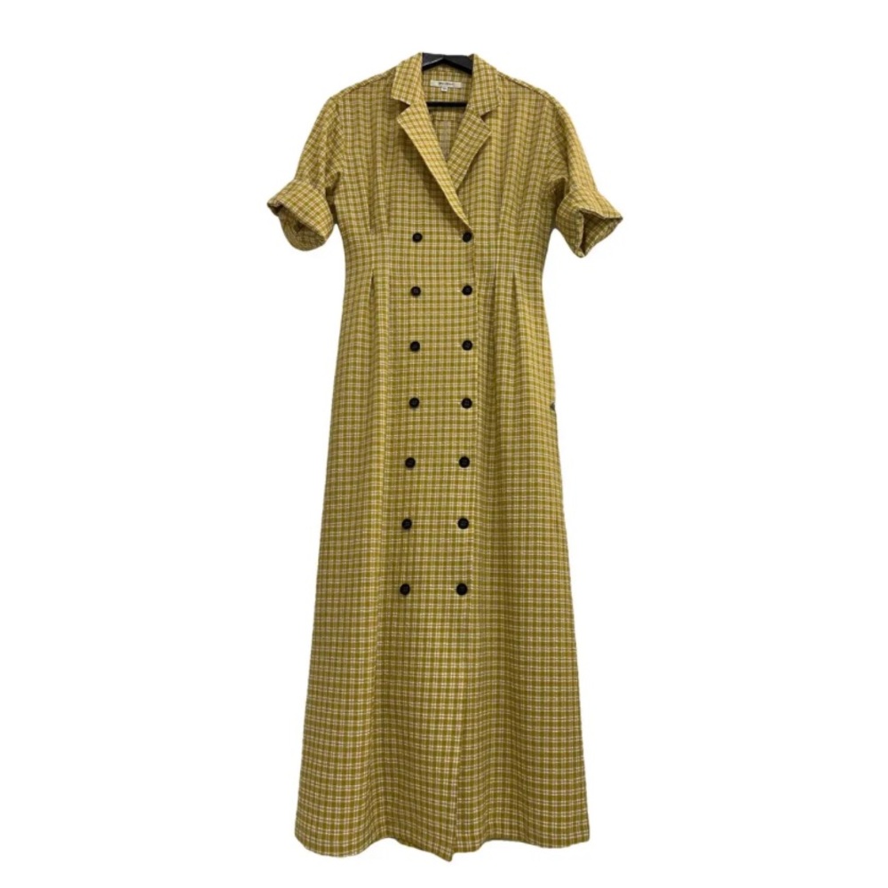 Moussy Plaid Yellow Maxi Dress